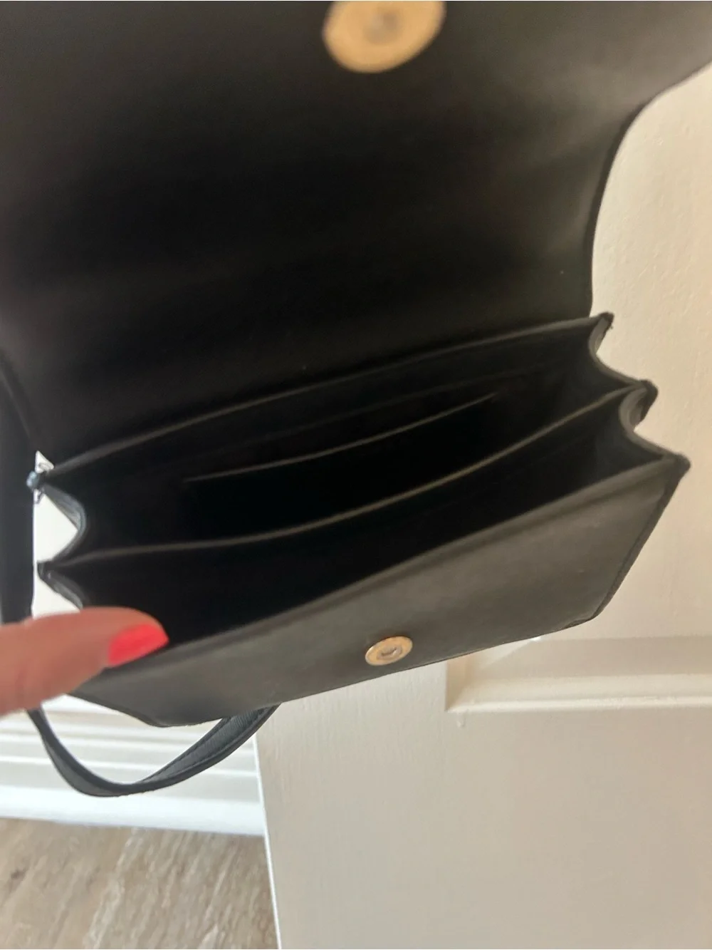Tory Burch Black Leather Crossbody with Gold Logo Chain